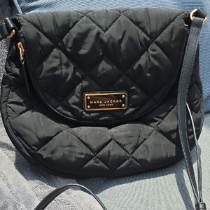 Marc Jacobs Black Quilted Crossbody Bag with Gold Hardware
